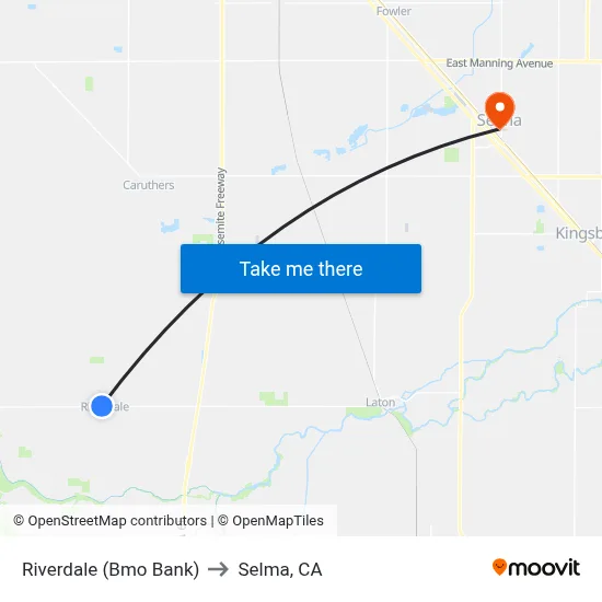 Riverdale (Bmo Bank) to Selma, CA map