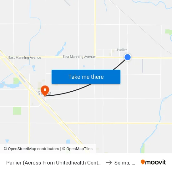 Parlier (Across From Unitedhealth Center) to Selma, CA map