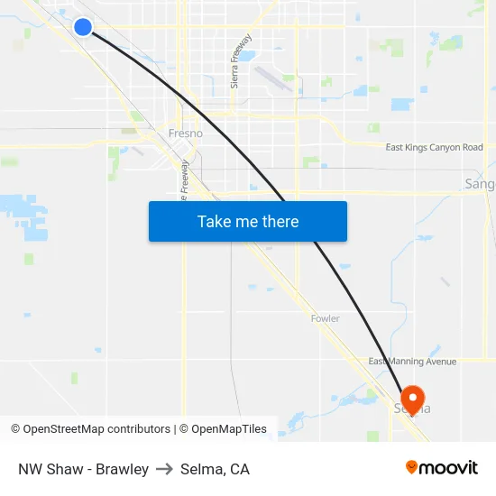 NW Shaw - Brawley to Selma, CA map