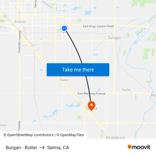 Burgan - Butler to Selma, CA map