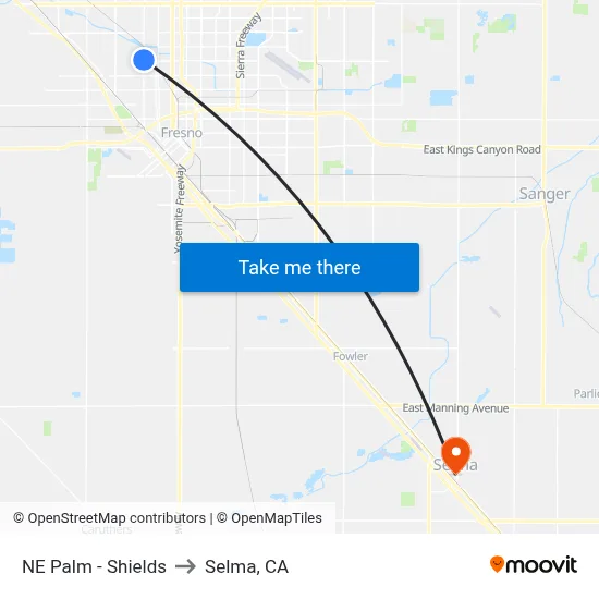 NE Palm - Shields to Selma, CA map
