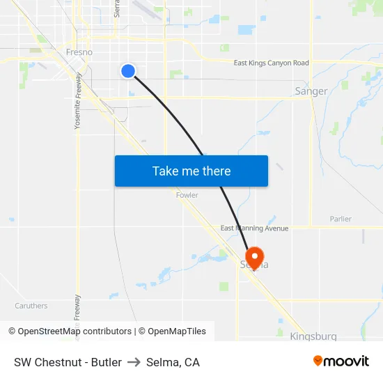 SW Chestnut - Butler to Selma, CA map