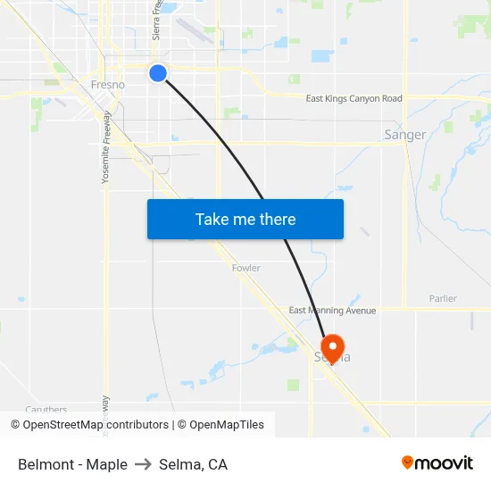 Belmont - Maple to Selma, CA map