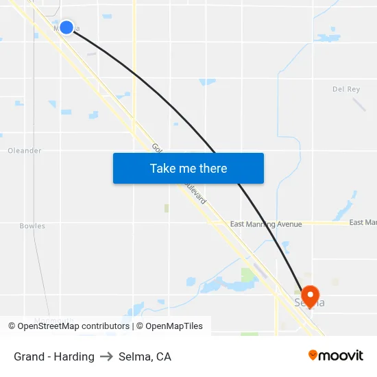 Grand - Harding to Selma, CA map