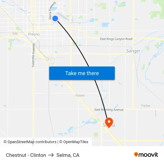 Chestnut - Clinton to Selma, CA map