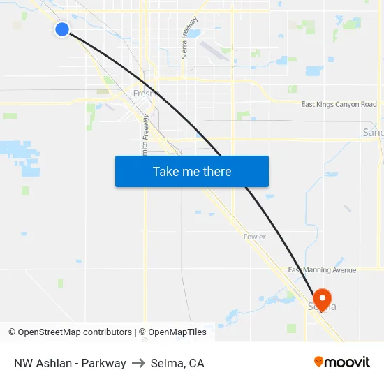 NW Ashlan - Parkway to Selma, CA map