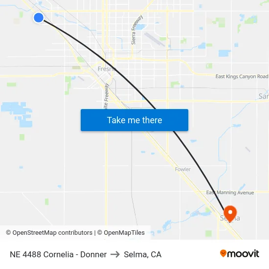 NE 4488 Cornelia - Donner to Selma, CA map