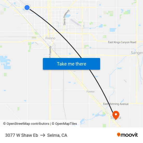 3077 W Shaw Eb to Selma, CA map