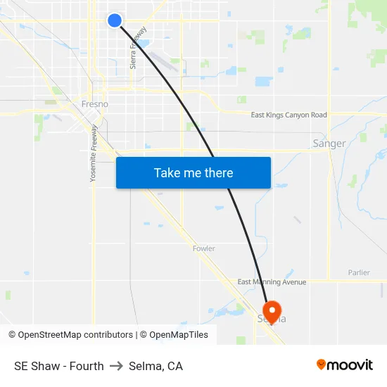 SE Shaw - Fourth to Selma, CA map