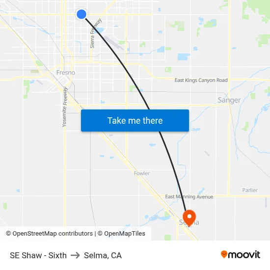 SE Shaw - Sixth to Selma, CA map