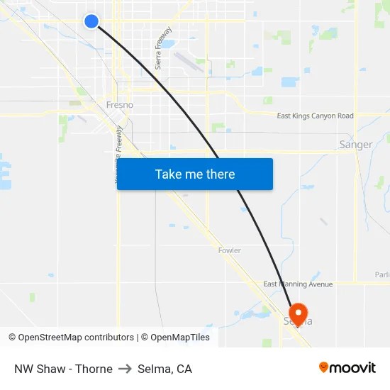 NW Shaw - Thorne to Selma, CA map