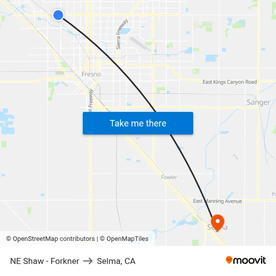 NE Shaw - Forkner to Selma, CA map