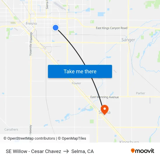 SE Willow - Cesar Chavez to Selma, CA map