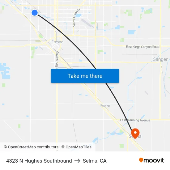 4323 N Hughes Southbound to Selma, CA map