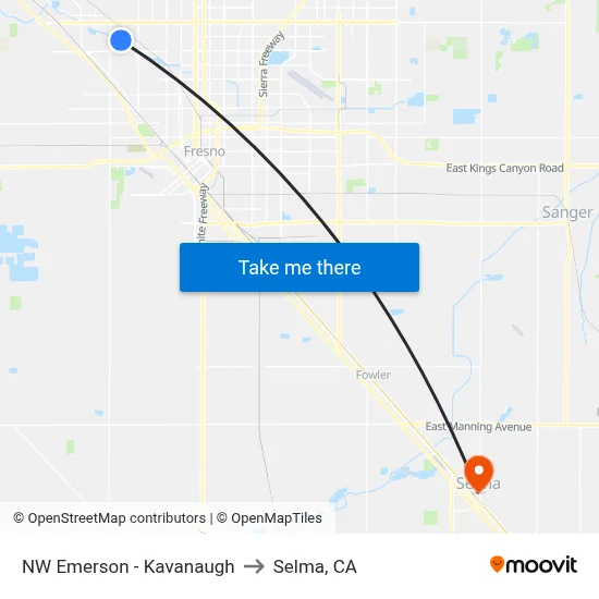 NW Emerson - Kavanaugh to Selma, CA map