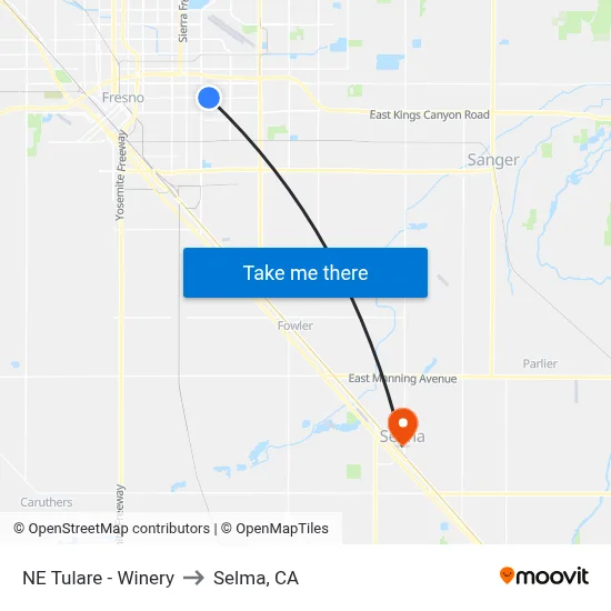 NE Tulare - Winery to Selma, CA map