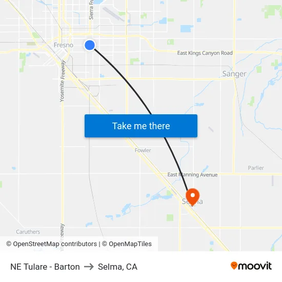 NE Tulare - Barton to Selma, CA map
