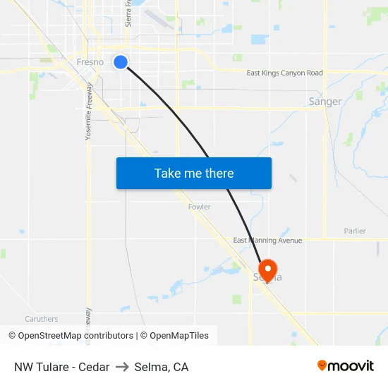 NW Tulare - Cedar to Selma, CA map