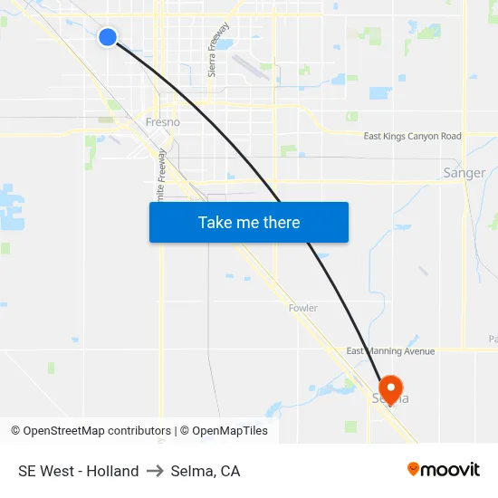 SE West - Holland to Selma, CA map