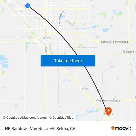 NE Barstow - Van Ness to Selma, CA map