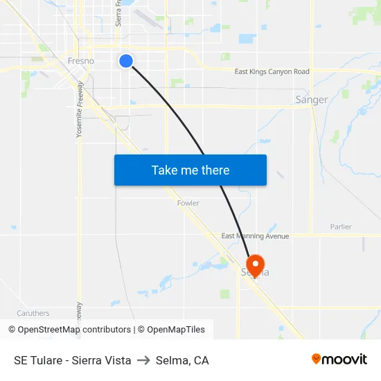 SE Tulare - Sierra Vista to Selma, CA map