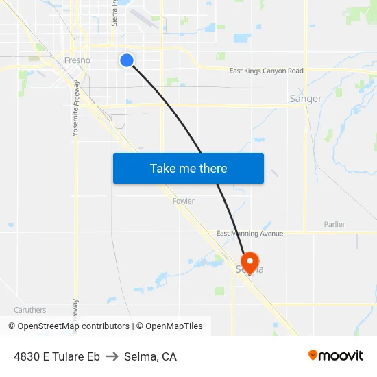 4830 E Tulare Eb to Selma, CA map