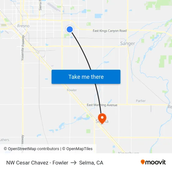 NW Cesar Chavez - Fowler to Selma, CA map