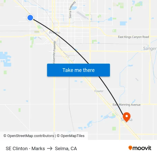 SE Clinton - Marks to Selma, CA map