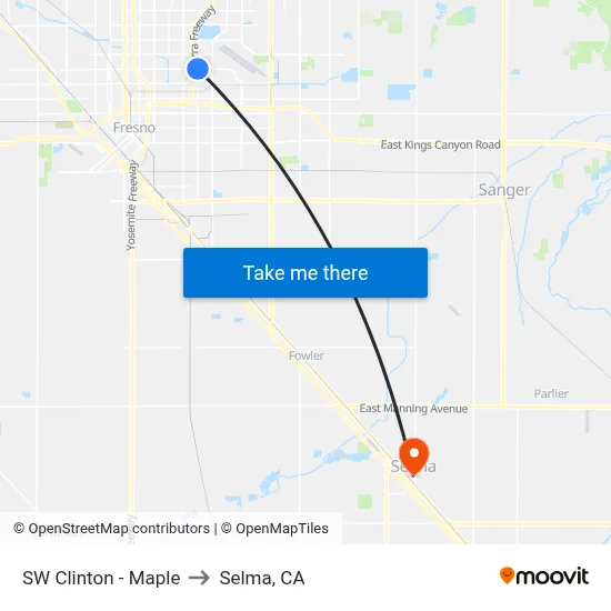 SW Clinton - Maple to Selma, CA map