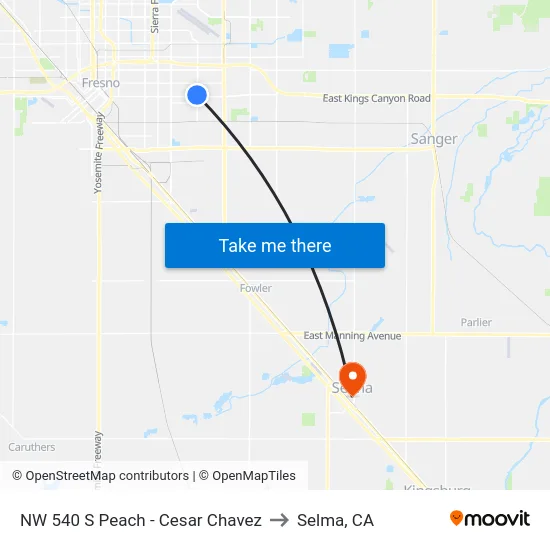 NW 540 S Peach - Cesar Chavez to Selma, CA map