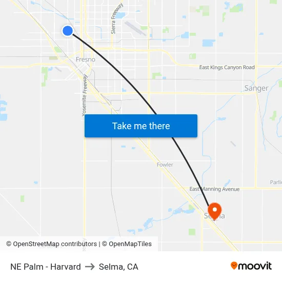 NE Palm - Harvard to Selma, CA map
