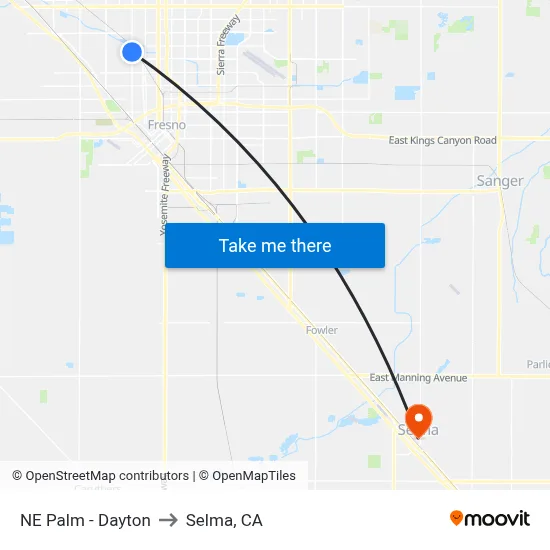 NE Palm - Dayton to Selma, CA map