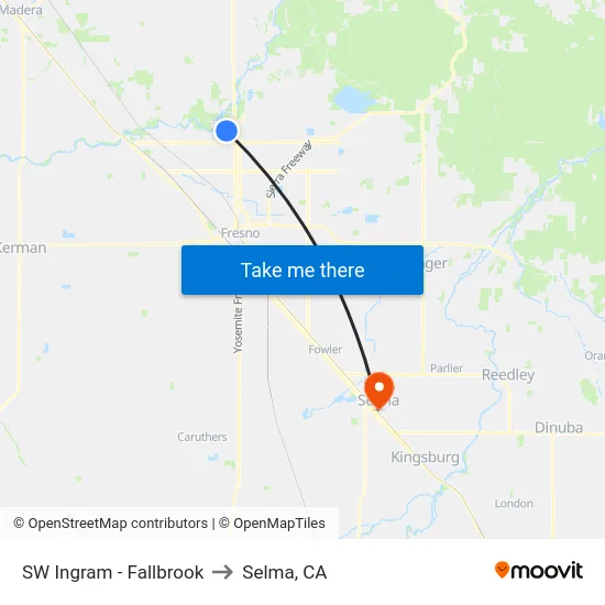 SW Ingram - Fallbrook to Selma, CA map