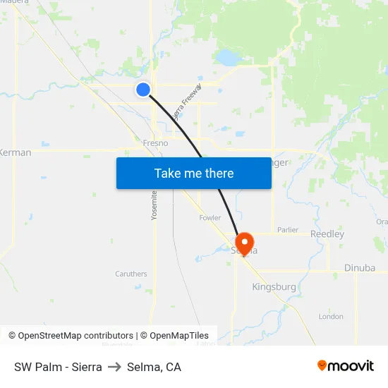 SW Palm - Sierra to Selma, CA map
