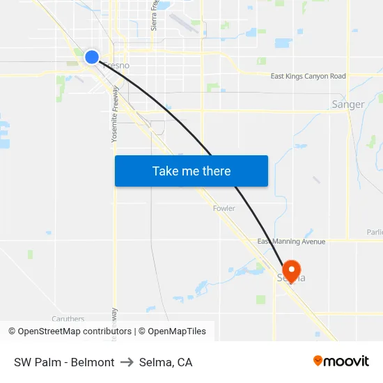 SW Palm - Belmont to Selma, CA map