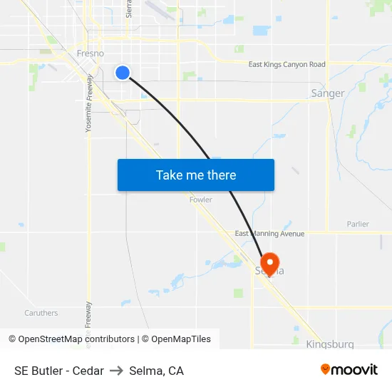 SE Butler - Cedar to Selma, CA map