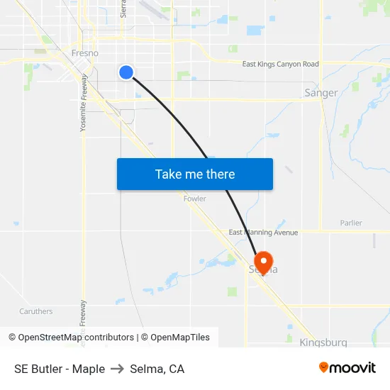 SE Butler - Maple to Selma, CA map