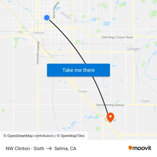 NW Clinton - Sixth to Selma, CA map