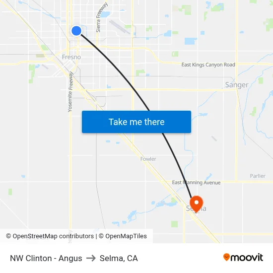 NW Clinton - Angus to Selma, CA map