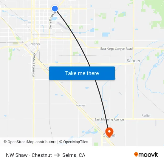 NW Shaw - Chestnut to Selma, CA map