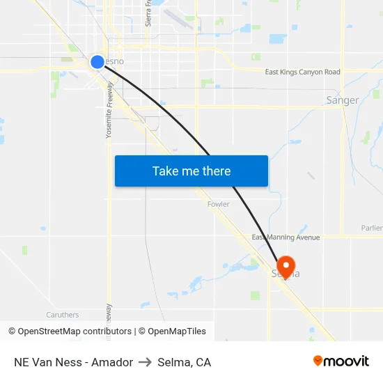 NE Van Ness - Amador to Selma, CA map