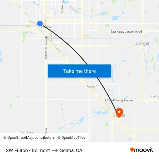 SW Fulton - Belmont to Selma, CA map