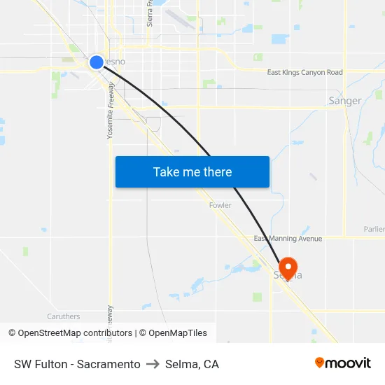 SW Fulton - Sacramento to Selma, CA map