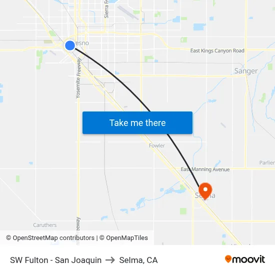 SW Fulton - San Joaquin to Selma, CA map