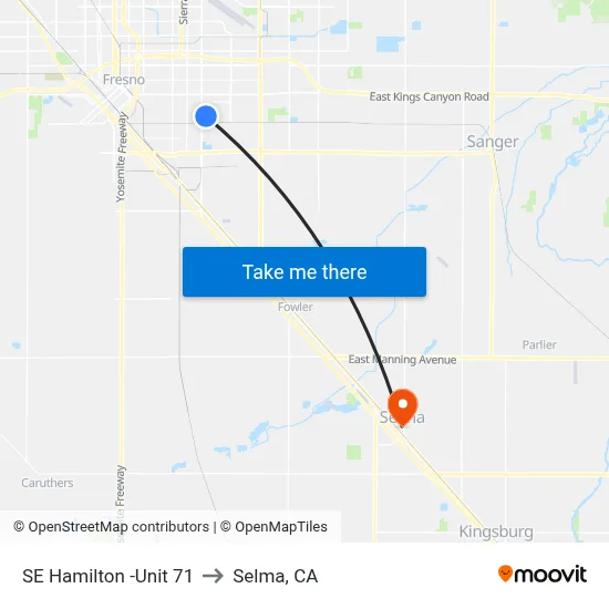 SE Hamilton -Unit 71 to Selma, CA map