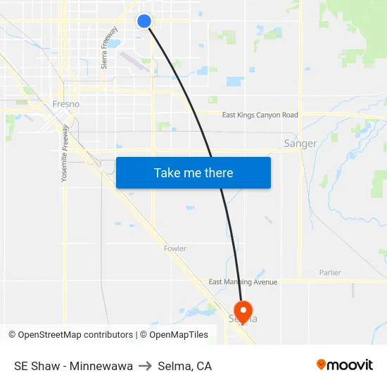 SE Shaw - Minnewawa to Selma, CA map