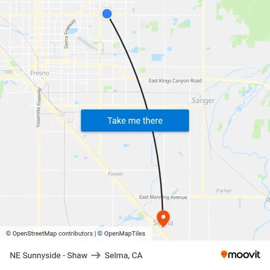 NE Sunnyside - Shaw to Selma, CA map