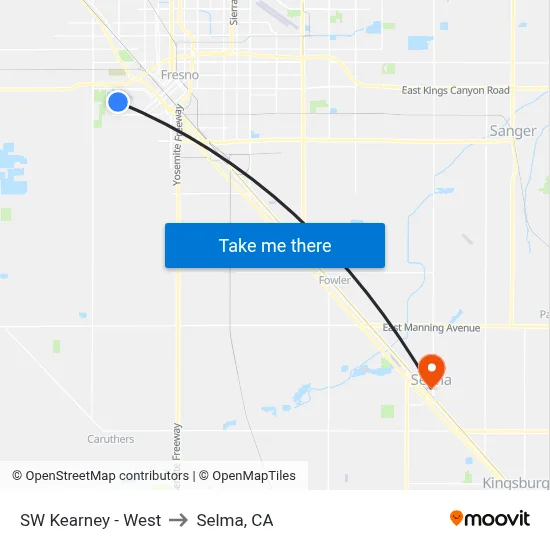 SW Kearney - West to Selma, CA map