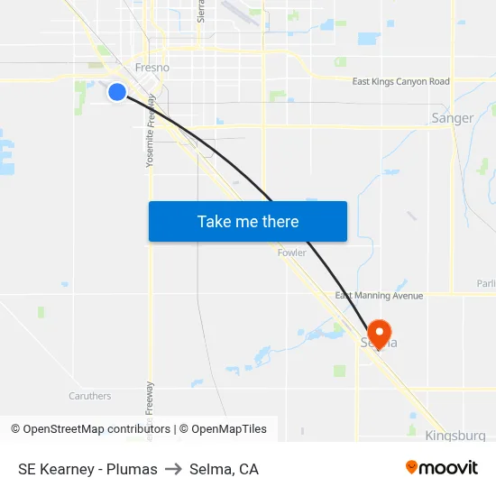 SE Kearney - Plumas to Selma, CA map