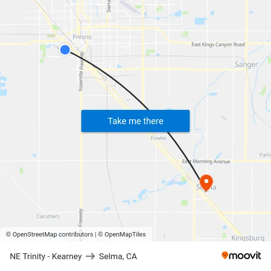 NE Trinity - Kearney to Selma, CA map